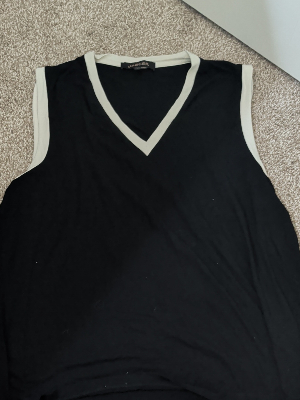 Jaeger Black V-Neck Tank with Cream Trim - Women's